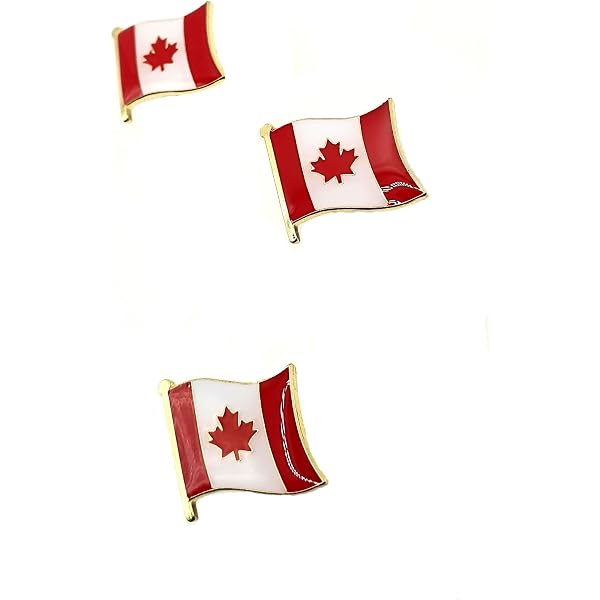 Rungift 50 Stück Kanada-Flagge Anstecknadeln – Goldfarben, Emaille, Mit Sicherheitsnadel
