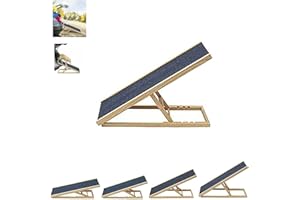 RIGOGO Rampa indipendente per cani Dog Ramp per interni ed esterni, in vero legno, con 4 altezze regolabili e tappeto antiscivolo, design pieghevole portatile per letto o divano 100 cm x 40 cm