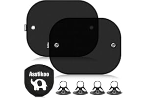 Asstikoo Pare-soleil pour voiture, bébé, avec protection anti-UV, très sombre, universel, pour fenêtre latérale, protège les passagers, les enfants, les animaux domestiques, 44,5 x 36,5 cm (lot de 2)