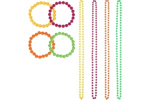 QHFlashbuy 8 Piezas Juego De Disfraces de Los Años 80 Collares Colores Accesorios,80s Accesorios de Fiesta Para Mujeres Neón Pulseras Collar,Fiesta Temática Años 80