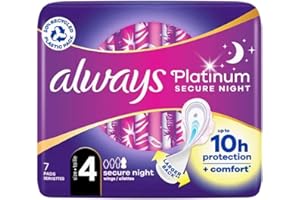 Always Platinum Secure Night - Toallas higiénicas (4 unidades), diseño de alas