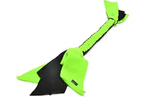 DogDirect London, Tugger Tug Chase - Giocattolo per cani in morbido pile intrecciato, ideale per addestramento, gioco di cuccioli, fatto a mano (L, nero-verde)