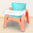 R for Rabbit Jelly Bean Chair 3 in 1 Multi-Functional Baby Study, Shampoo, Meal Regular Kids Seating Chair with High Backrest for 1-8 Years Kid, Weight Capacity Upto 40Kgs (Peach Green)