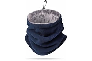 LumiSyne Winter Neck Warmer For Men Women Soft Fleece Lining Neck Gaiter With Adjustable Drawstring Thicken Thermal Snood Face Covering Mask Tube Scarf For Skiing Cycling Running Motorcycle