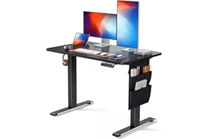 Marsail Standing Desk Adjustable Height, Electric Standing Desk with Starage Bag, Stand up Desk for Home Office Computer Desk Memory Preset with Headphone Hook, Black,100 x 60 cm