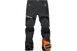 Peakwell Men's Waterproof Hiking Trousers Outdoor Fleece Lined Work Walking Pants with Zip Pockets