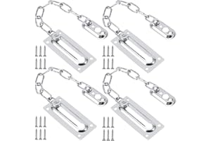 Saijer Lot de 4 chaînes de porte en acier inoxydable avec 24 vis, limiteurs de chaîne de porte avant, chaîne de sécurité intérieure, loquet pour maison, hôtel, appartement (9 anneaux)