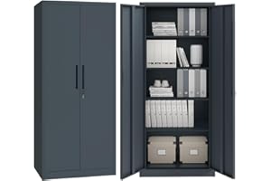 STEELSØN Regulus Metallschrank abschließbar – Stahlschrank mit 5 Ebenen – Werkzeugschrank mit Doppeltüren Anthrazit – Werkstattschrank mit verstellbaren Ablagen – Aktenschrank/Büroschrank Metall