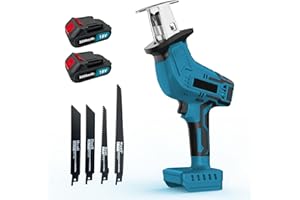 PSOGPONE Sega a Gattuccio Compatibile con per Makita Batterie,Seghetto Elettrico per Legno con 4 Lame,0-3500SPM,Seghetto Alternativo a Batteria per Potatura,Tubi in PVC, Taglio ad albero(2x 3000mah Batterie)