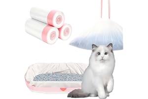 AVAGIAFORU Bolsas Arenero Gatos XXL, Bolsas para Desechos de Gatos Antidesgarro con Cordón, Bolsa para Caja de Arena Gatos, Resistentes a Líquidos y Rasgaduras, 3 Rollos/30 Unidades, 94x45cm, Rojo