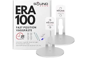 Sound Bass ERA100 Väggfäste, Lågprofil, Vit, Dubbelpack | Kompatibel med Sonos ERA100 & ERA 100 SL-högtalare, komplett med al
