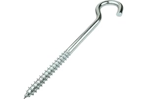 AERZETIX - C57996 - Set mit 10 Haken abgewinkelte augenschrauben zum schrauben Ø8x100mm in form C - offener haken mit selbstschneidender schraube - aus verzinktem stahl - farbe silber