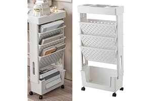 YLSZHY Bibliothèque de rangement mobile, support de rangement amovible pour livres, chariot à roulettes, support de rangement pour bureau, école, maison, magazines, fichiers, livres (blanc)