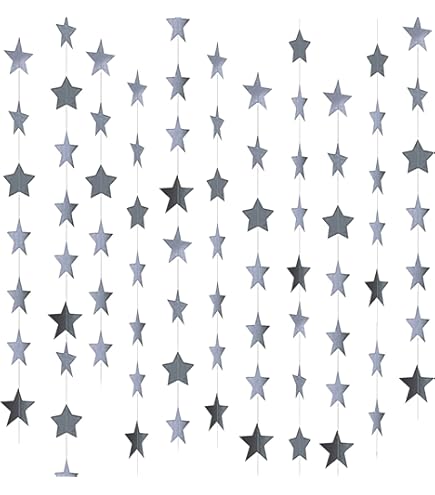 QUARKZMAN 2 Pack Rideaux Étoiles Argent, Rideaux Verts 3.3x6