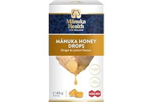 Manuka Health Manuka Honey Lozenges – Ginger and Lemon Flavour, MGO 400+ with Vitamin C, Soothing Drops for Throat Relief – Made with New Zealand Honey, 15 Lozenges