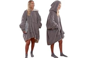 Sienna Hoodie Blanket, Mothers Day Gifts Ultra Soft Sherpa Fleece Warm Comfy Cosy Oversized Wearable Giant Sweatshirt Throw for Women Girls Adults Men Boys Kids Big Pocket - One Size