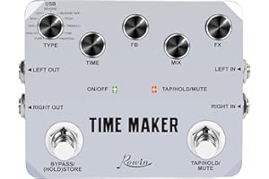 AMUZIK Rowin Multi Guitar Effect Pedal Time Maker Multi-Effects Stereo Delay Stompbox Effects 11 Delay Modes Tape Echo with Tap Tempo Guitar Effect Pedal