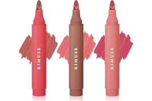 KIMUSE Lip Stain Tip Marker Set, Long Lasting Waterproof Smudgeproof Lip Liner Stain, Matte Natural Finish, All Day Wear Lip Color