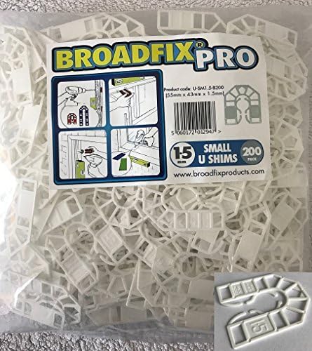 1.5mm White Plastic Small U Shims / Packers / Horseshoe / Pails / Wedges --- 55 x 43mm --- Pack of 100