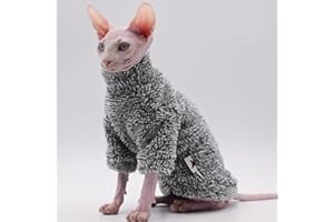 DUOMASUMI - Vêtements pour chat sans poils, polaire douce et chaude, hiver, noir, taille M