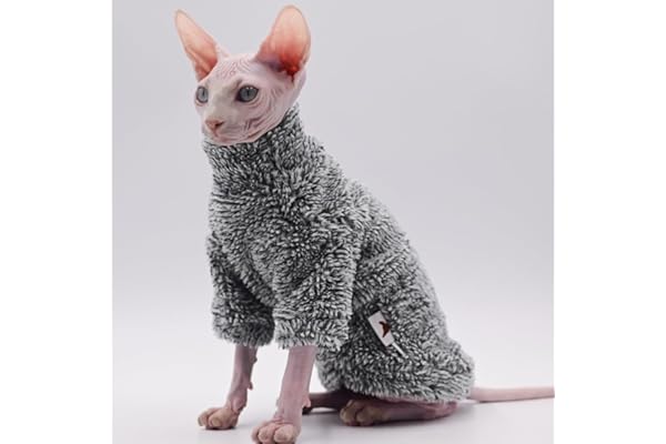 Vêtement d'hiver doux et chaud en polaire pour chat sphynx, chat Devon Rex et Konis (taille XL)