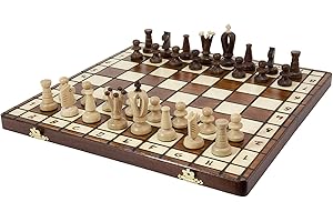 CHESS AND GAMES SHOP MUBA Bellissimo set di scacchi in legno fatto a mano con tavola in legno e pezzi di scacchi fatti a mano, idea regalo (36 cm)