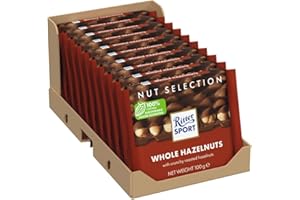 Ritter Sport Whole Hazelnuts Milk Chocolate Bar, 100g, Case of 10, Chocolate Sharing Bar