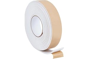 BENECREAT Tira de Espuma Autoadhesiva 5m, Cinta Aislante de Espuma de 40x4mm, Burlete Autoadhesivo de Alta Densidad para Ventana, Puerta del Coche, Turco, Aire Acondicionado, Blanco