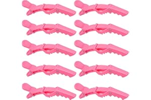 WENDERGO 10x Crocodile Hair Clips Barrette,Professional Styling Hair Clips,Sectioning Clamp for Thick Hair,with Nonslip Grip and Wide Teeth for Salon Home Use Women and Girls (Pink)