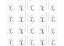 SKY-TOUCH Adhesive Hooks Heavy Duty Wall Hooks 20Pack 8kg (Max) Self Adhesive Hook