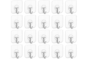 SKY-TOUCH SKY TOUCH 20 Pieces Each Pack Heavy Duty Adhesive Wall Hooks, Waterproof and Oil Proof Ideal for Kitchen and Bathroom, Transparent