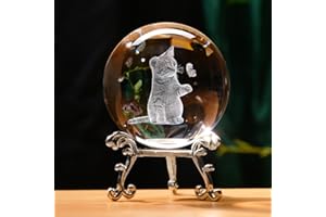 IFOLAINA 3D Cat Lover Gifts for Women Cat Figurines in Crystal Ball with Stand Paperweights Decor Cat Collectibles Themed Gift for Women Kids
