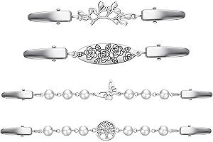 Moguri® 4 Stück Cardigan Clips, kreative Weste, Pullover, Perlenschal Clips, Metall Cape Kragen Verschluss Clips für Blusen/Kleider/Jacken, Silber