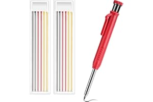 Zimmermannsbleistift oumuik Bohrlochmarkermit 12-Stiftkernen, drei Farben Rot, gelb und schwarz/Lochmarkierer/Markierstift/Markierungswerkzeuge/Tieflochmarker/Markierungsstift