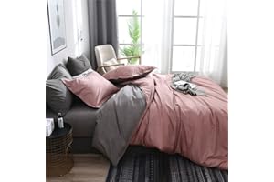 ‎ASHANLAN AShanlan Bettwäsche Altrosa Grau 135x200 cm Kissenbezüge 40 x 80 cm Rosa Grau Anthrazit Unifarben Wendebettwäsche 100% Weiche Angenehme Mikrofaser Reißverschluss Altrosa