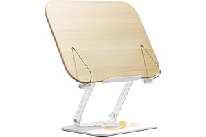 Gxdamxz Soporte para Libros de Madera, Atril Partituras/Revistero/Lectura Plegable con Base Giratoria 360°, Versátil
