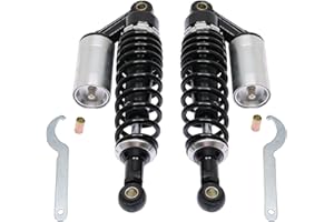 ATRACYPART 320mm Universal Motorcycle Rear Air Shock Absorbers Adjustable Rear Shock For Honda Kawasaki Suzuki Yamaha Go Kart dirt Scooters Street Sport Bike 12.6" Black Silver 2pc