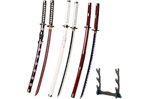 kljhld Épée Cosplay en Bambou Anime épée, Katana Roronoa Zoro épée Ensemble de Trois pièces, Shusui & Wado Ichimonji & Sandai Kitetsu Katana 103 cm/40 Pouces