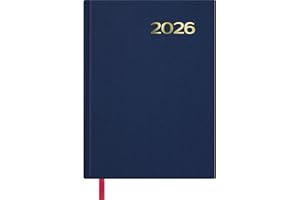 Dohe - Agenda 2026 - Día Página, Tamaño A5 (14x20 cm), Tapa Dura, 12 Meses Enero a Diciembre, Planificador Anual en Español con Marcapáginas - Síntex Azul