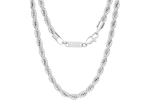 VEXXS Rope Chain, 18K Real Gold Plated Rope Necklace Mens Gold Chain, Durable No Color Fading 3mm 4mm 5mm Miami Cuban Link Chain Men’s Necklace 46-66cm