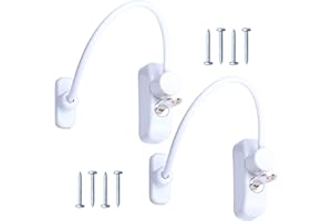 Seatecks 2 Pezzi Cavo Limitatore di Apertura Porta Finestra Finestre per Bambini Window Restrictor Lock Blocco Viti di Sicurezza del di Sicurezza con Chiavi-Bianca