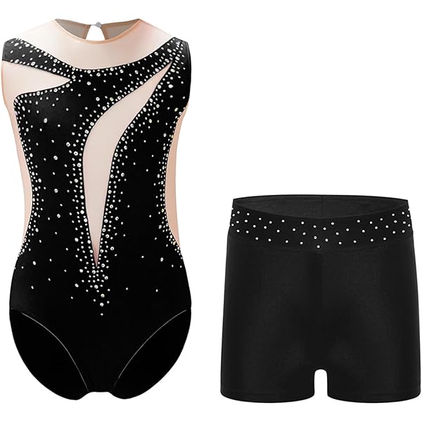 Doomiva Glitter-turnpak voor dames, mouwloos gymnastiekpak, kunstschaatsen, eendelig, leotard, ballet, tricot, dansbody, bordeaux, XL
