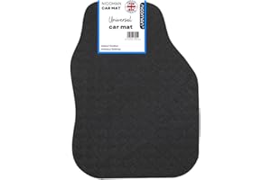 Nicoman Universal Black Car Mats with Anti-Slip, Heavy Duty Performance All Weather Protection, Trim to Fit Rubber Floor Mat Carpet for SUV, Vans, Sedans, Trucks Waterproof, Made in UK (Driver side)