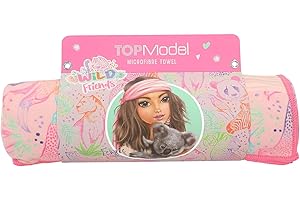 Depesche 12791 TOPModel Wild - Mikrofaser Handtuch mit Model Motiv und buntem Tier Muster, mit Gummiband zum Einrollen und Fixieren