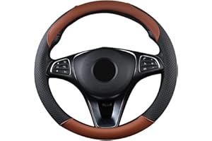 SFONIA Coprivolante Copri Sterzo per Auto Protezione Custodia Volante Cover in Pelle Artificiale Universale 37-38cm / 15" Antiscivolo Traspirante Durevole (Marrone)
