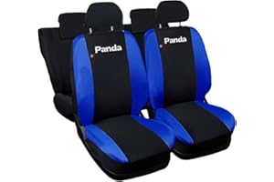 Auto Accessori Lupex - Coprisedili Auto Compatibili per Panda Seconda 169 e Terza 319 serie, Nero Blu Royal, Made In Italy, fodere protezione sedili anteriori e posteriori, interi, poliestere