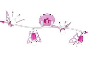 ‎ELOBRA Elobra Kinderlampe Mädchen "Welle Falter" | Wunderschöne Deckenlampe Kinderzimmer für Mädchen, Lampe Schmetterling, rosa, Blüten, bewegliche Deckenstrahler, 100 x 20 x 25cm, Rosa Pink