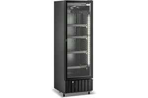 Ristoattrezzature - Frigo vetrina bibite 1 anta in vetro, 0 +10 °C - Nera, capacità 240 litri (55,6x53x167,6 h cm)