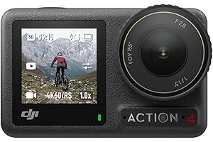 DJI Osmo Action 4 Combo Standard cam impermeabile 4K/120fps con sensore 1/1.3”, incredibili immagini con scarsa illuminazione, prestazioni cromatiche a 10 bit e D-Log M, batteria da 1770 mAh