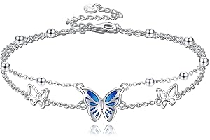 POPLYKE Schmetterling/böses Auge Anket Sterling Silber Verstellbare Kette Schmuck für Frauen